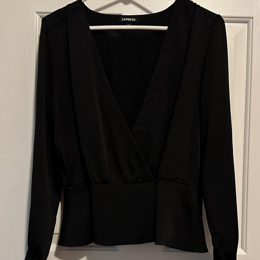 Express Women's Elegant Black Wrap Blouse